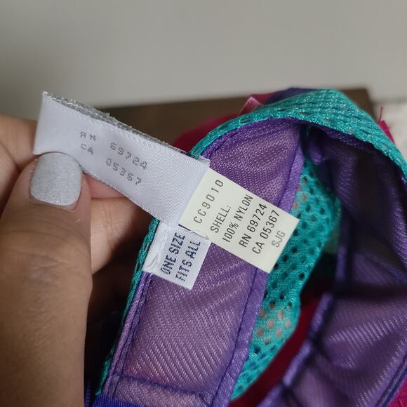 Vintage Columbia 90's Colorblock 5-Pantel Nylon Mesh Retro Hat One Size RARE - Picture 10 of 11